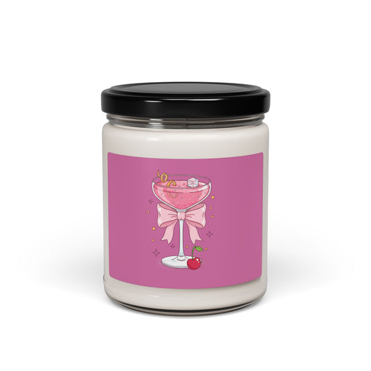 Cherry Cosmo Soy Candle — 9oz Scented Jar (Pink Cocktail Label)