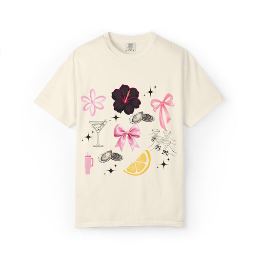 Floral Oyster & Cocktail Graphic T-Shirt