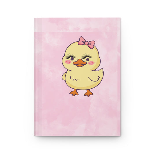 Cute Pink Duck Hardcover Journal — Kawaii Chick Notebook for Girls, Kids, Gift