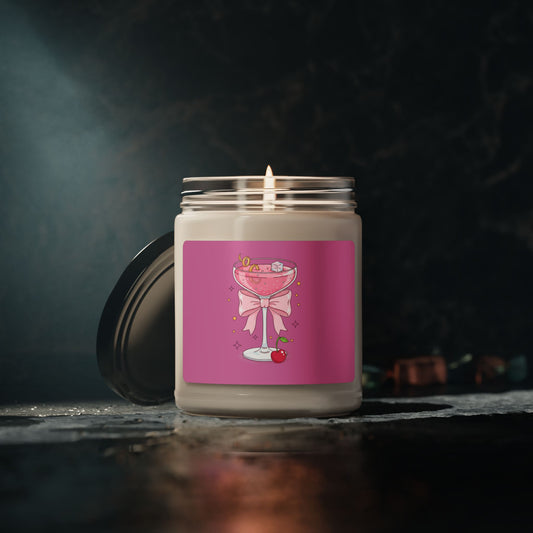 Cherry Cosmo Soy Candle — 9oz Scented Jar (Pink Cocktail Label)