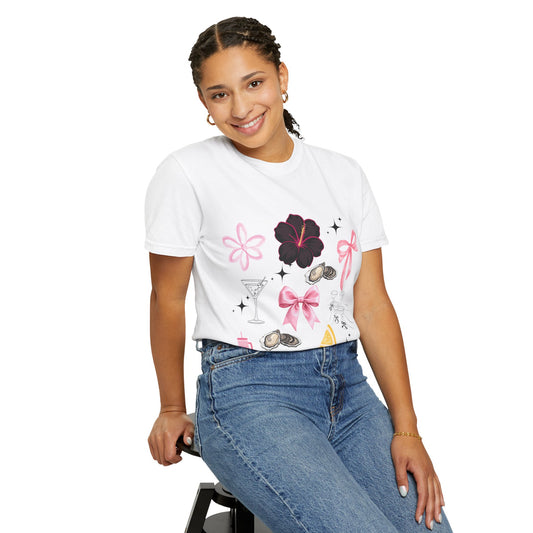 Floral Oyster & Cocktail Graphic T-Shirt